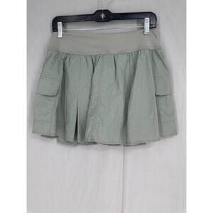Lush Skort Womens Large Olive Green Mini Pleated Cargo Pull On Comfort
